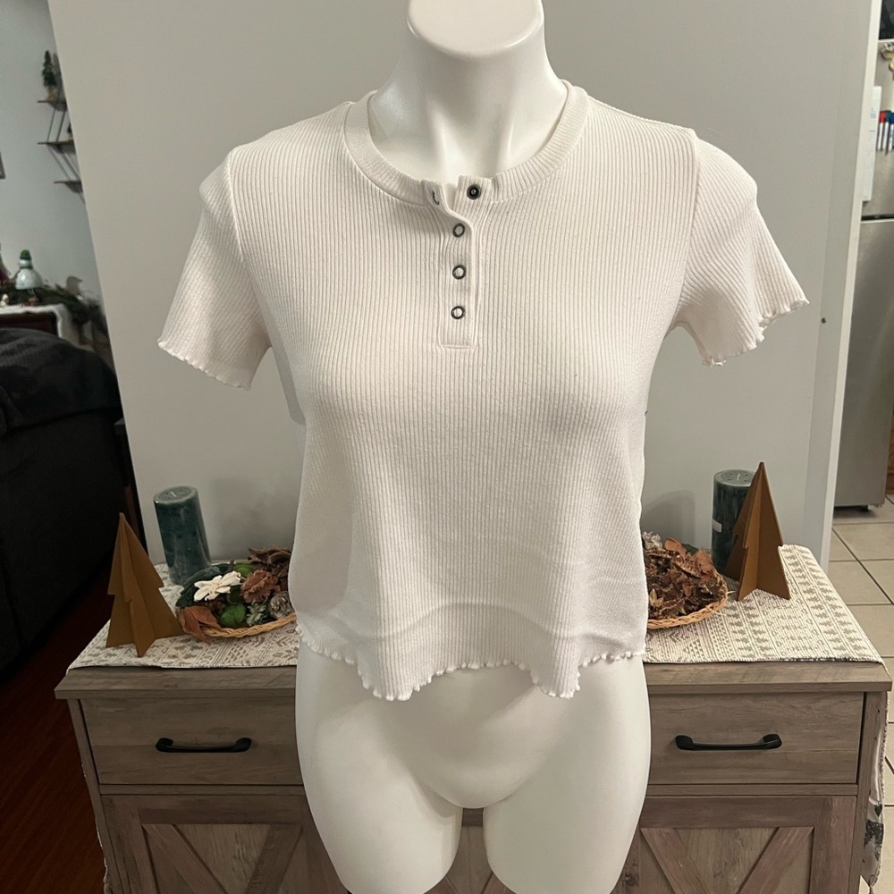 American Eagle outfitters white ribbed crop top